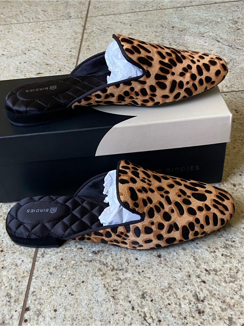 Birdies Leopard-Print Slide Mule in Tan and Black New!! Sz 7.5 - Picture 3 of 9